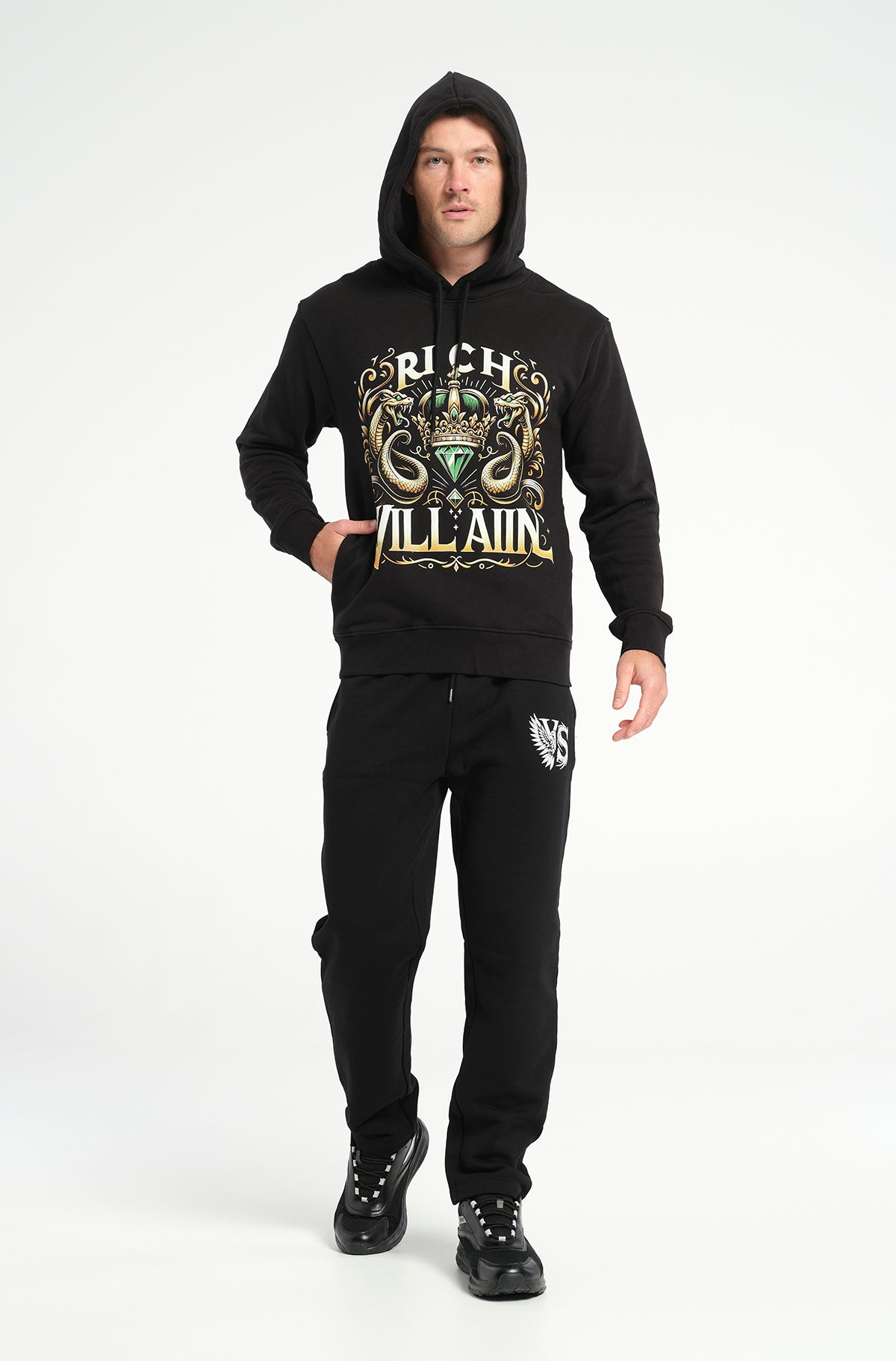 Rich Villain Crown Hoodie: 500 GSM French Terry Cotton