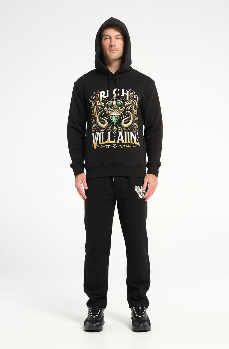 Rich Villain Crown Hoodie: 500 GSM French Terry Cotton