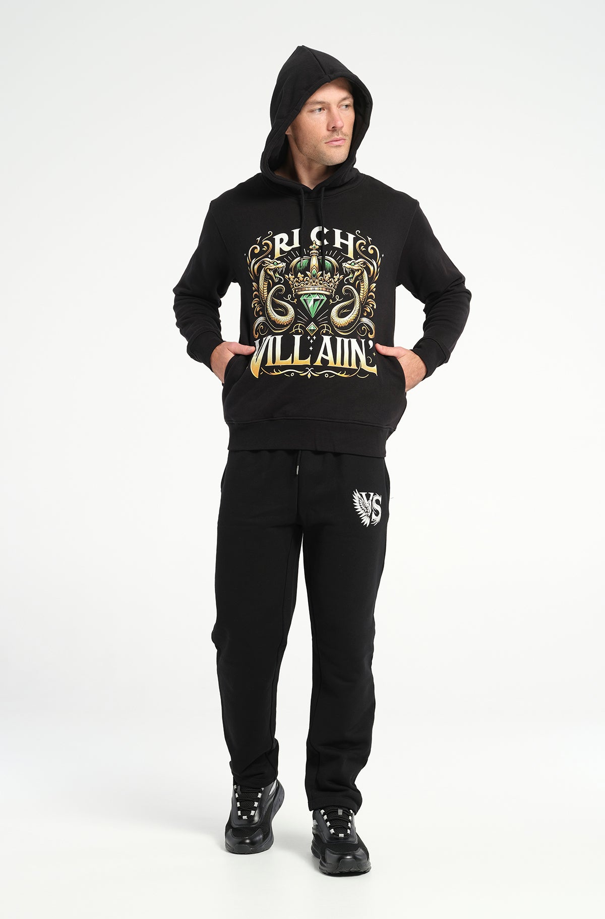 Rich Villain Crown Hoodie: 500 GSM French Terry Cotton
