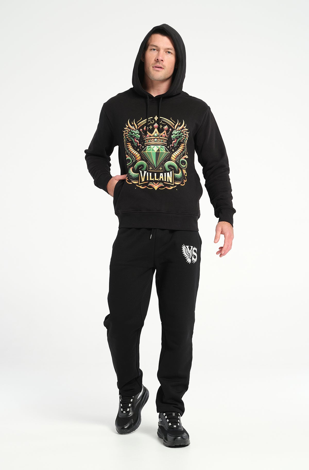 Serpent Gemstone Crown Hoodie: 500 GSM French Terry Cotton