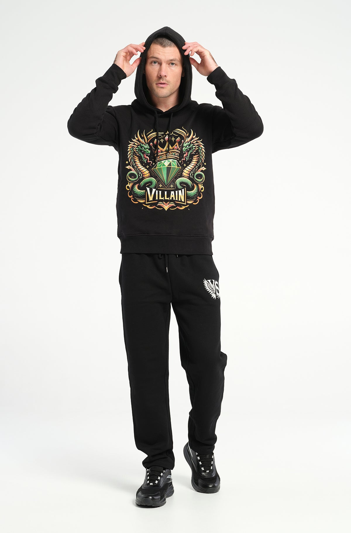Serpent Gemstone Crown Hoodie: 500 GSM French Terry Cotton