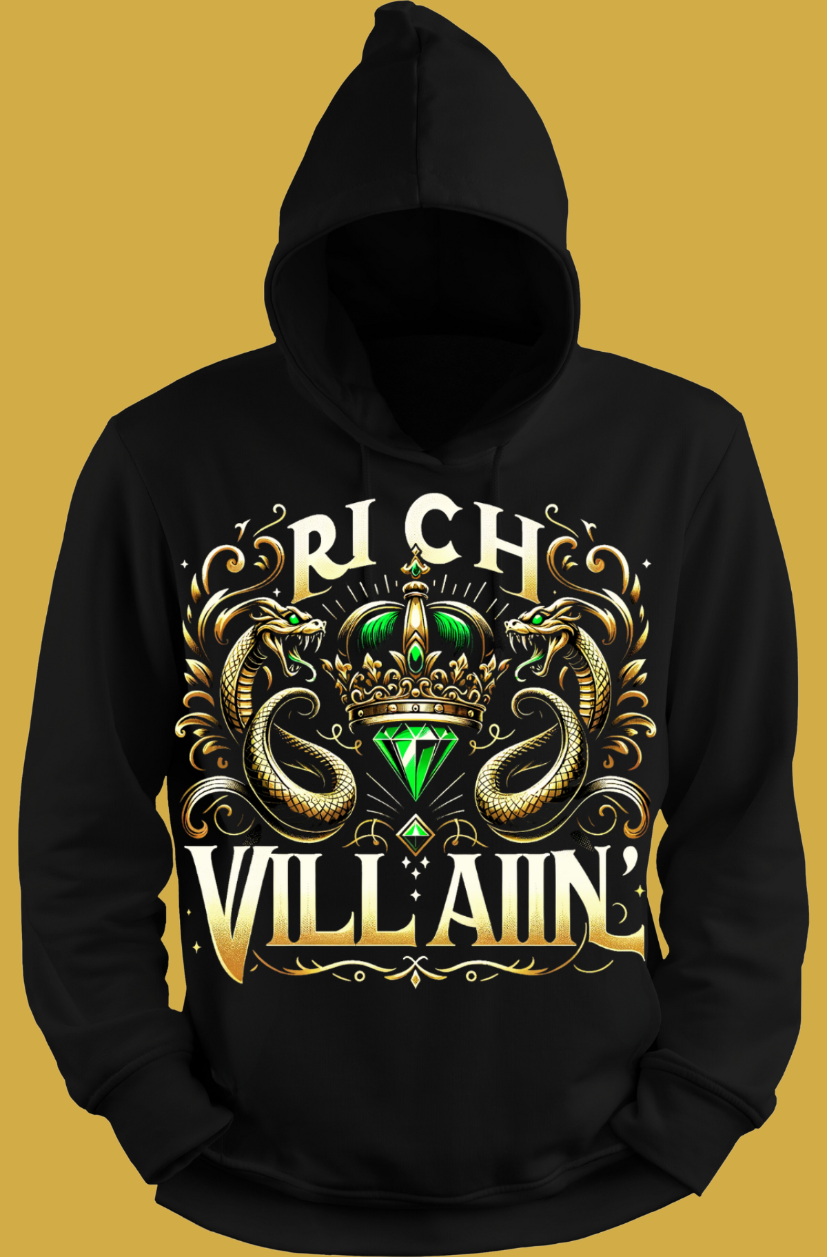 Rich Villain Crown Hoodie: Luxe 100% Cotton Streetwear 