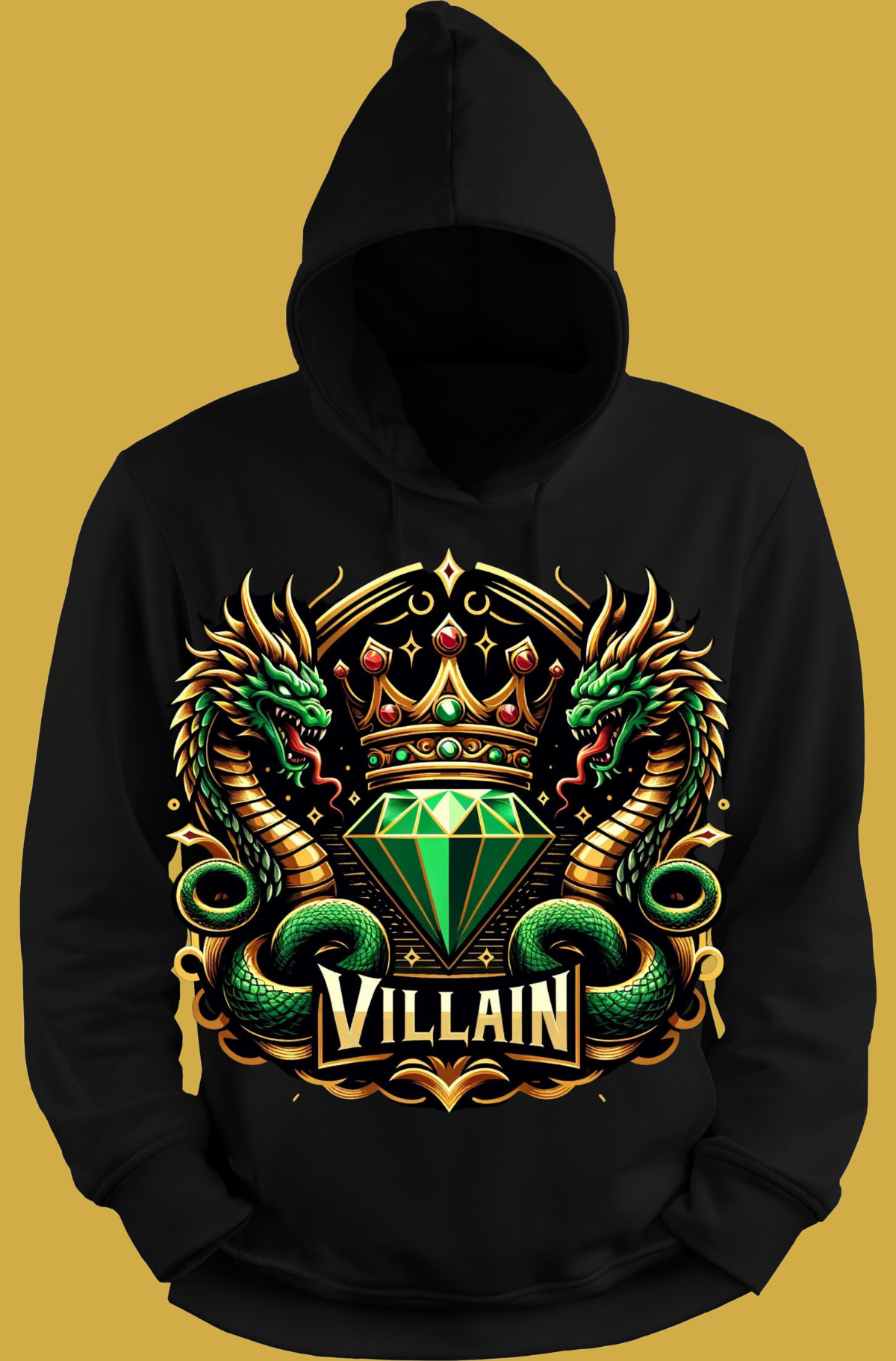 Serpent Gemstone Crown Hoodie: Bold 100% Cotton |