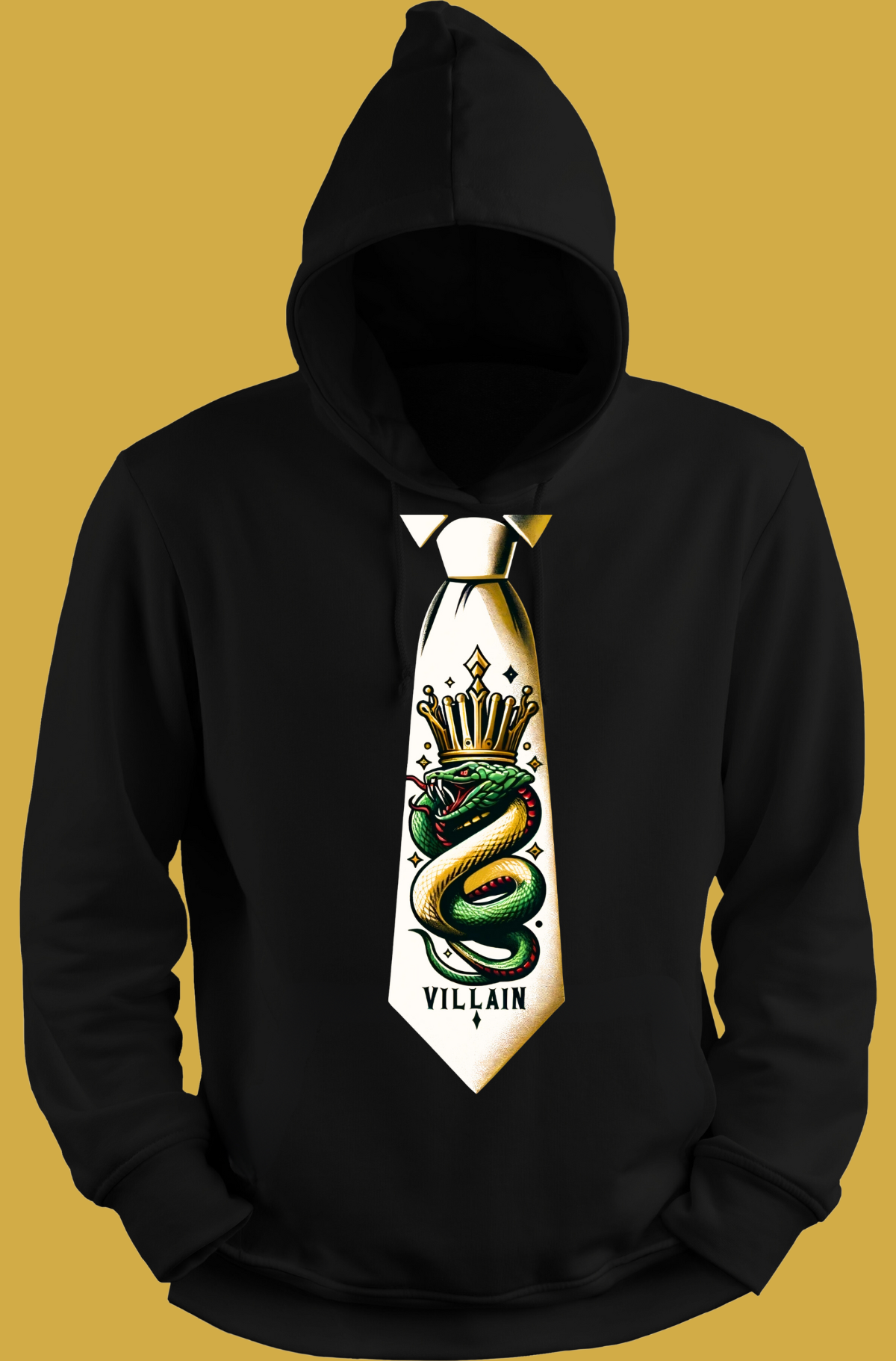 Golden Dragon Tie Hoodie: Luxe 100% Cotton Streetwear 