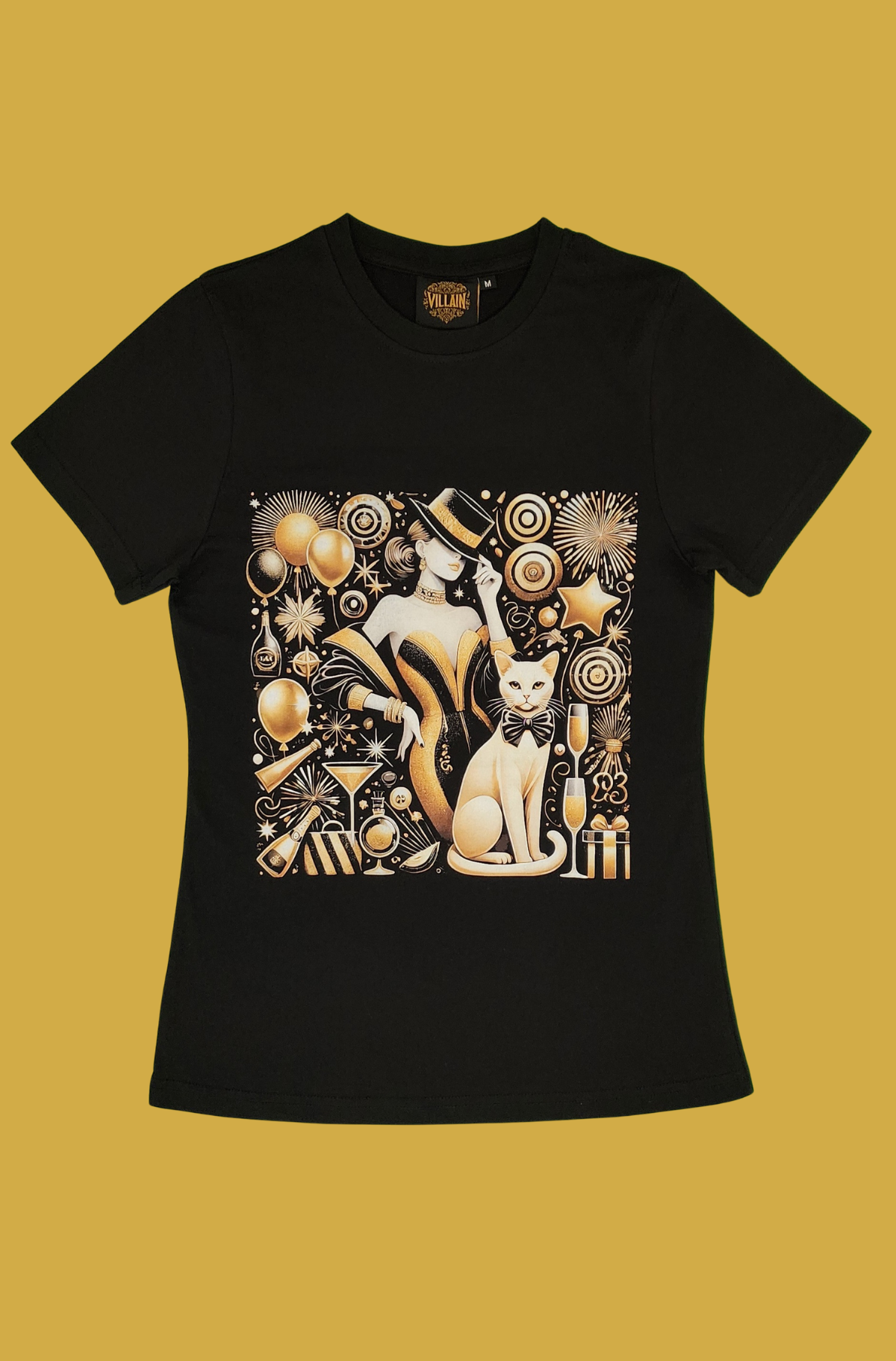 Artistic Lady & Cat Tee: Bold Style | VILLAIN Store Queens Tee