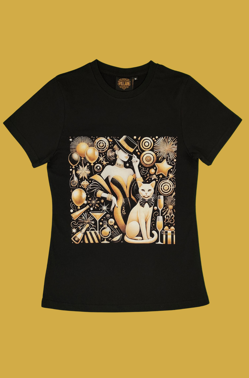 Level Up Your Look with the Artistic Lady & Cat Tee 🖤✨